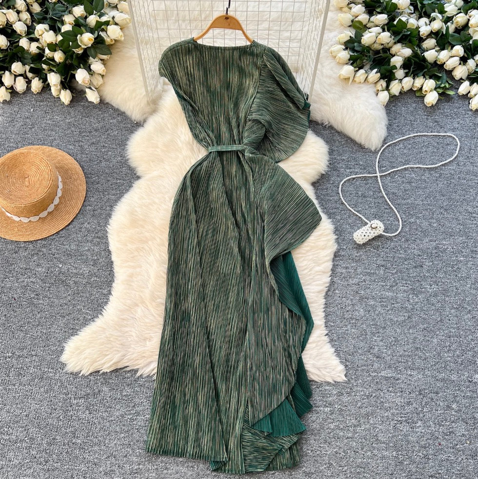 Asymmetric Irregular Design Glossy Dress