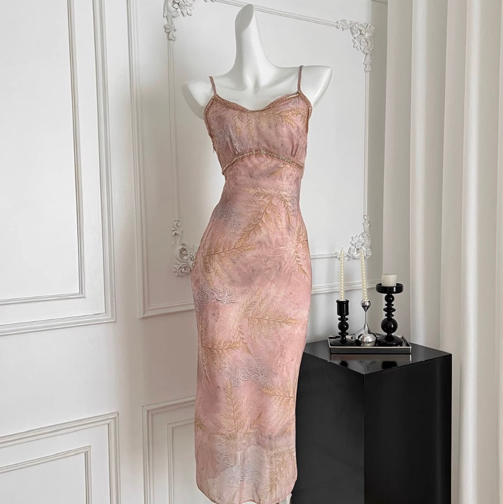 Elegant Sequin Printed Slip Dress