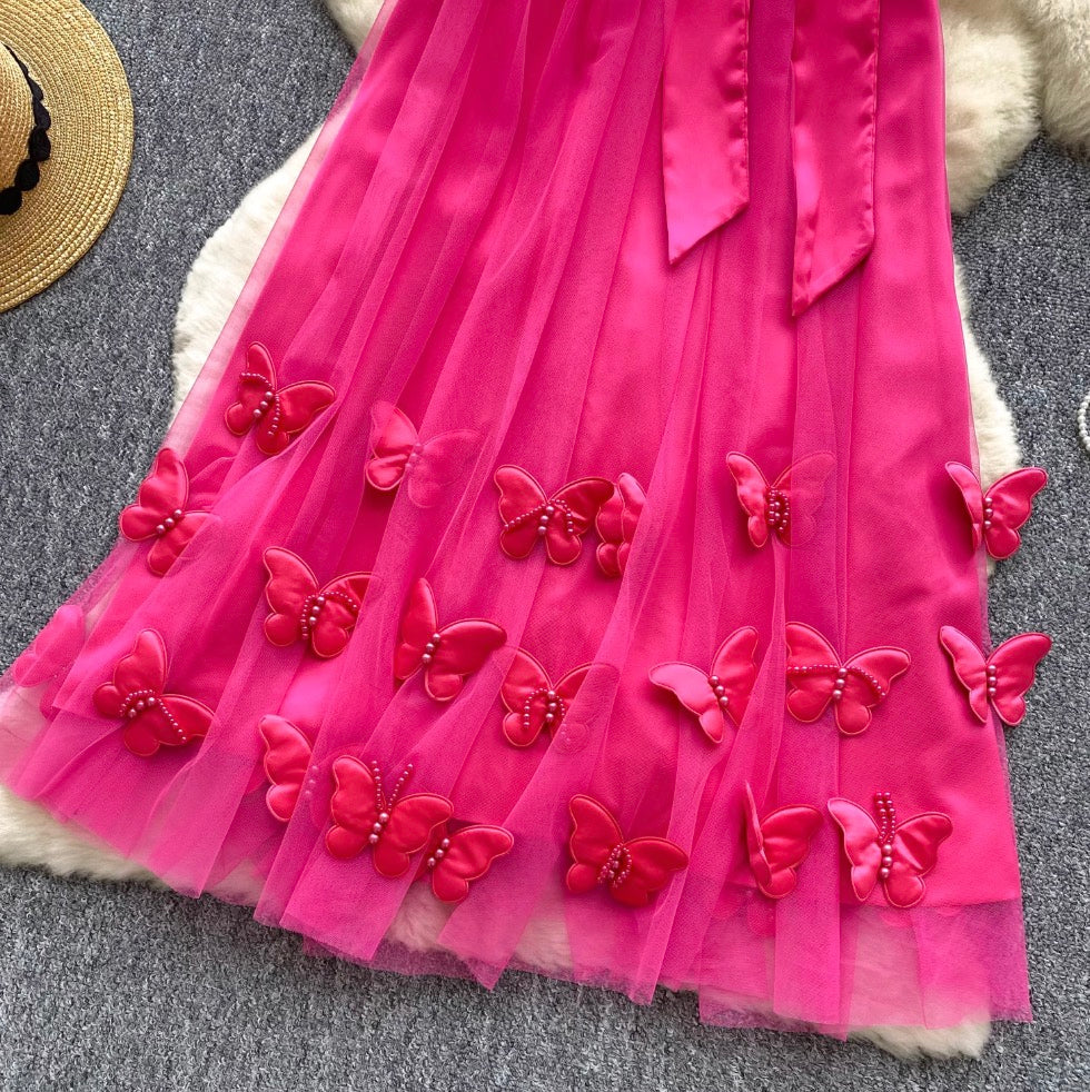 Bow 3D Butterfly Loose-fit Dress