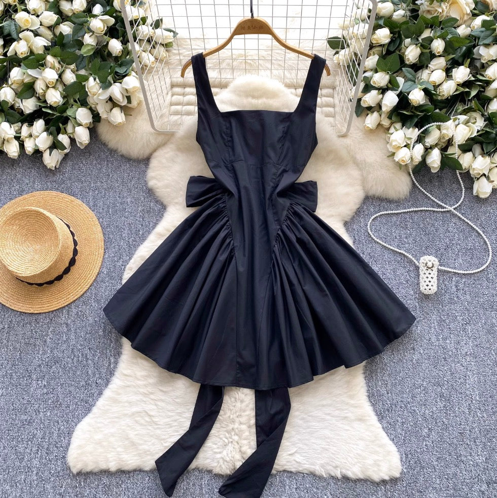 Bright Color Back Bow-tie Slip Dress