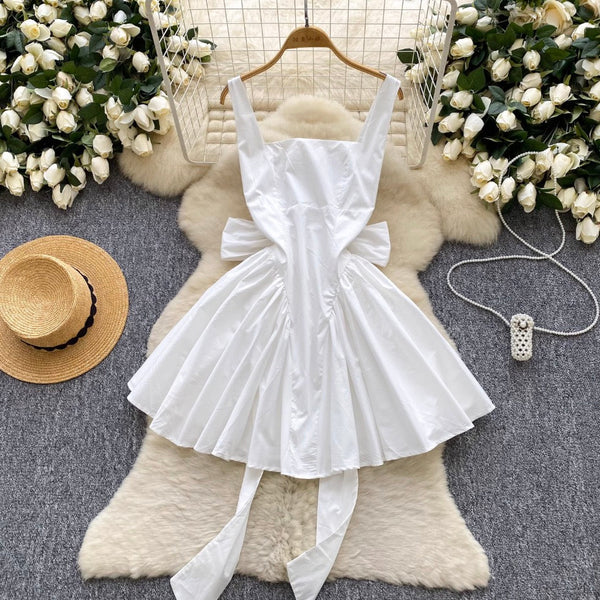 Bright Color Back Bow-tie Slip Dress