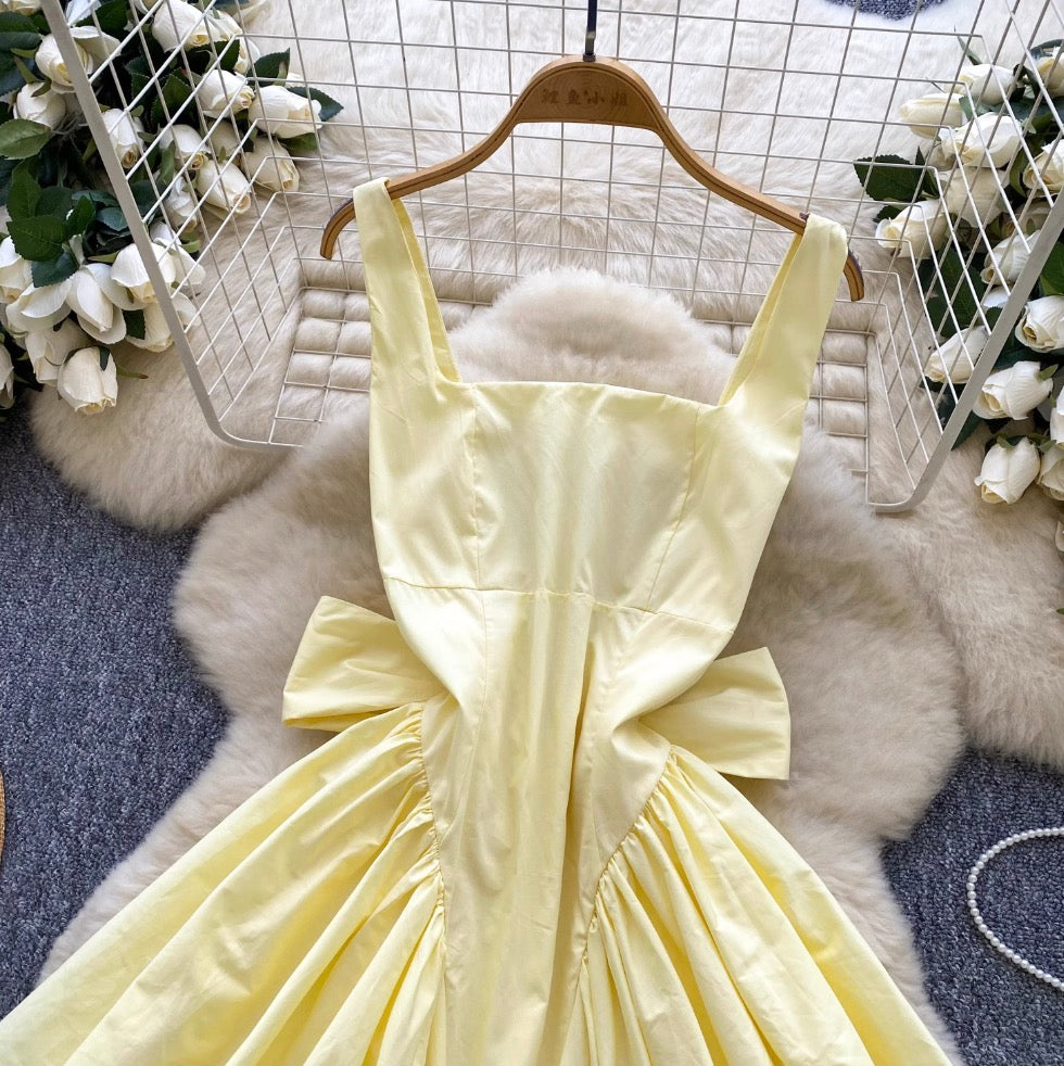 Bright Color Back Bow-tie Slip Dress