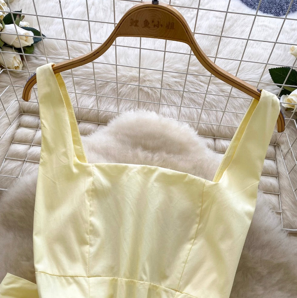 Bright Color Back Bow-tie Slip Dress