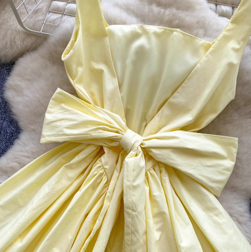 Bright Color Back Bow-tie Slip Dress