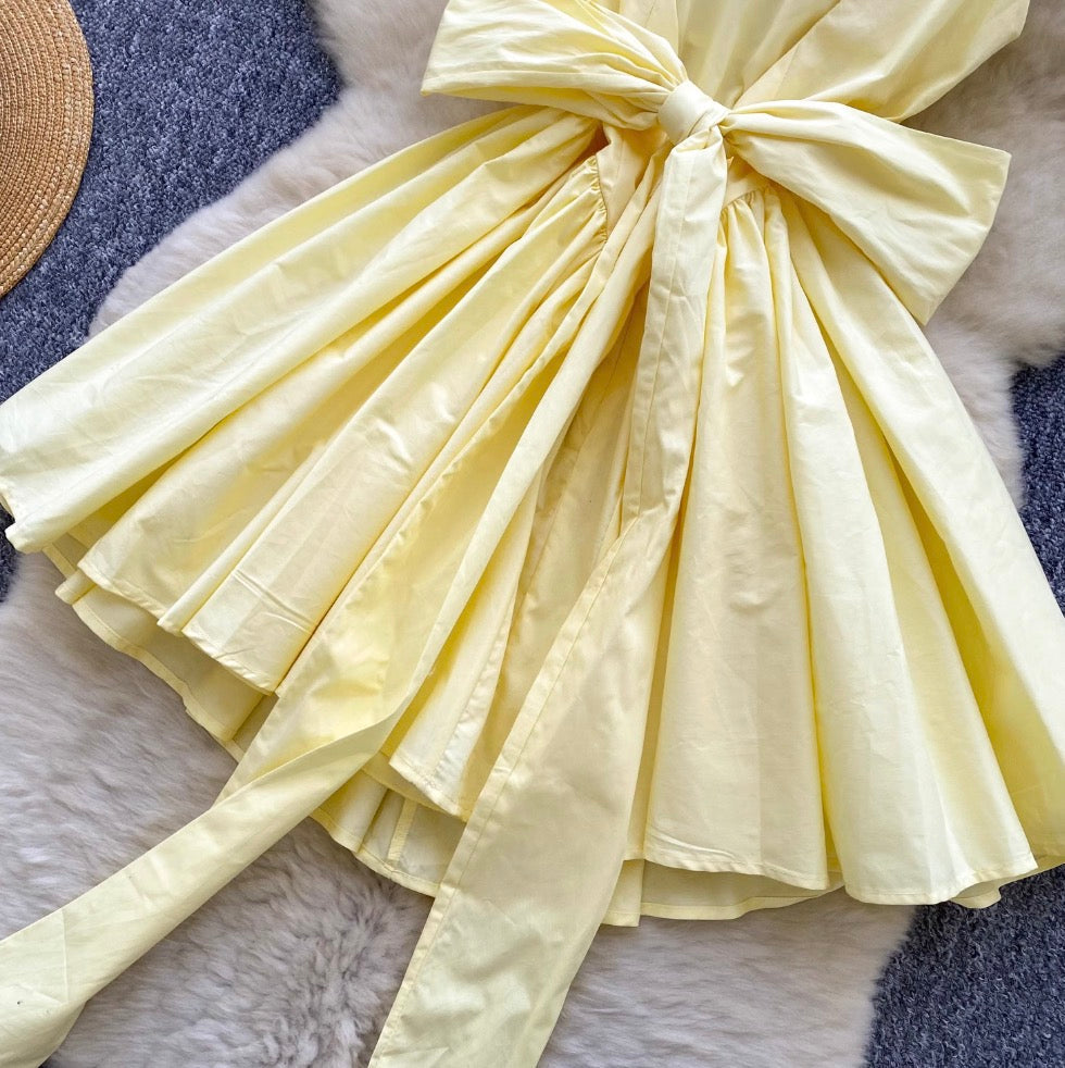 Bright Color Back Bow-tie Slip Dress