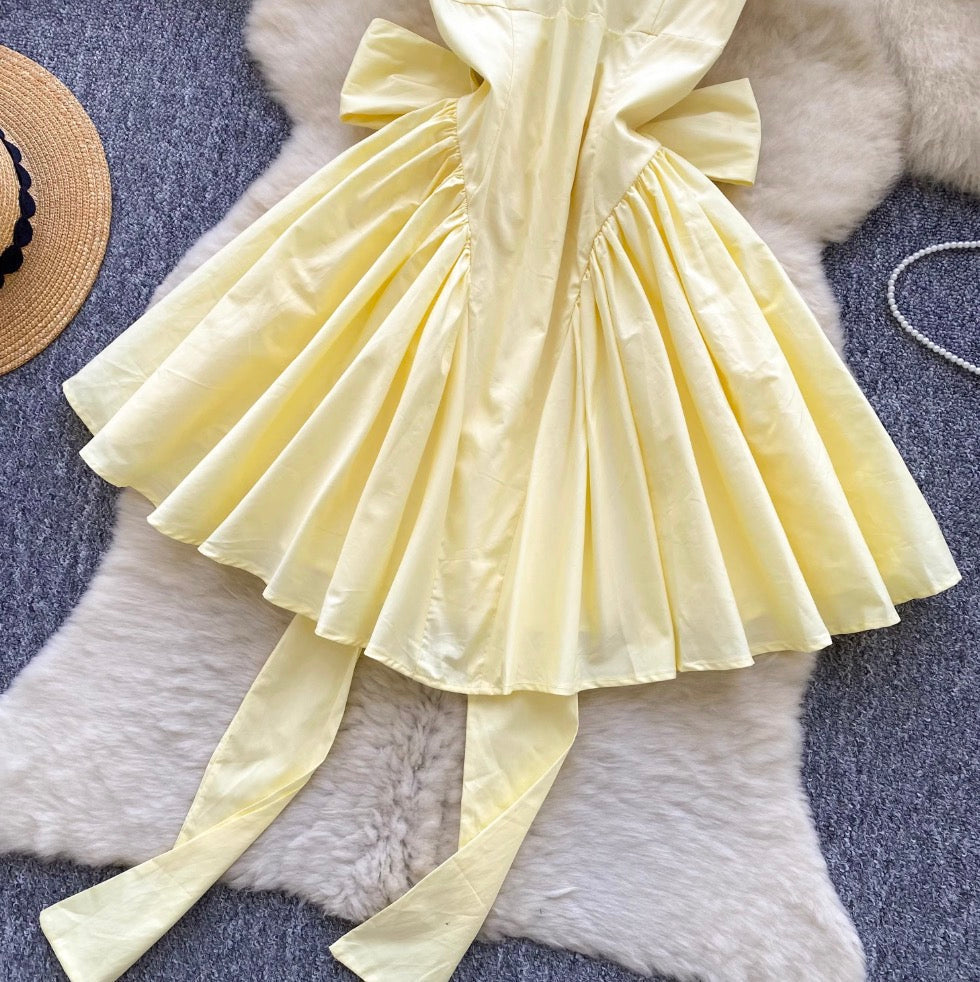 Bright Color Back Bow-tie Slip Dress