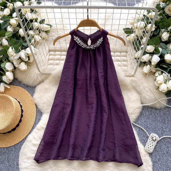 Premium Rhinestone Studded Halter Dress