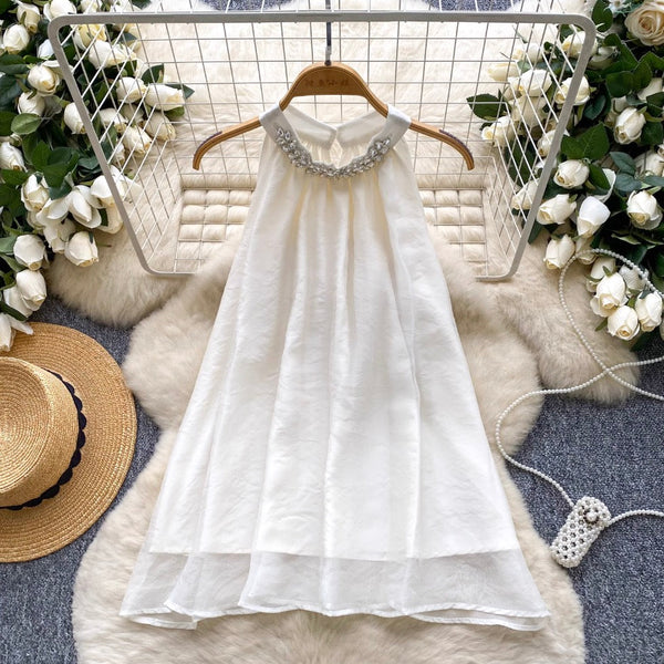 Premium Rhinestone Studded Halter Dress