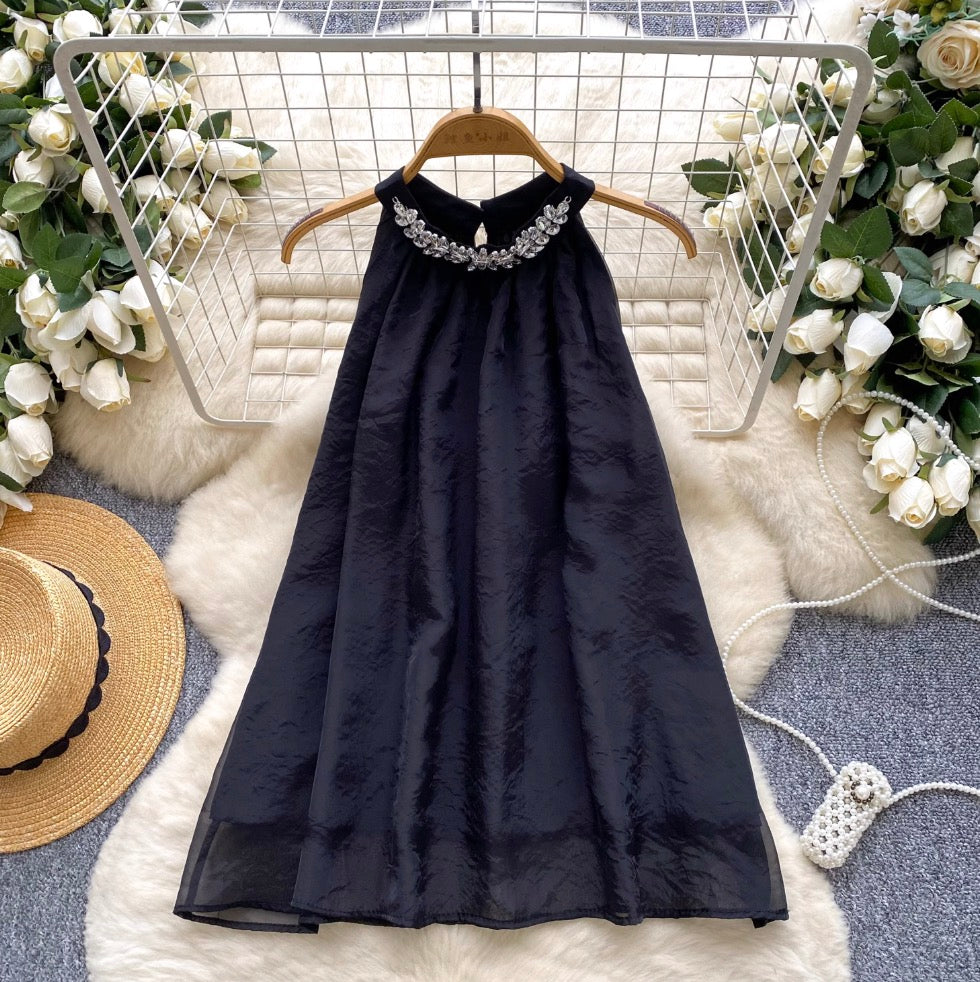 Premium Rhinestone Studded Halter Dress