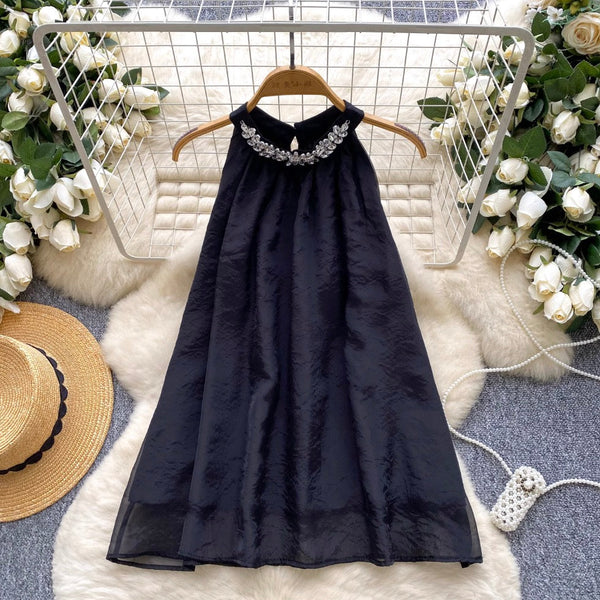 Premium Rhinestone Studded Halter Dress