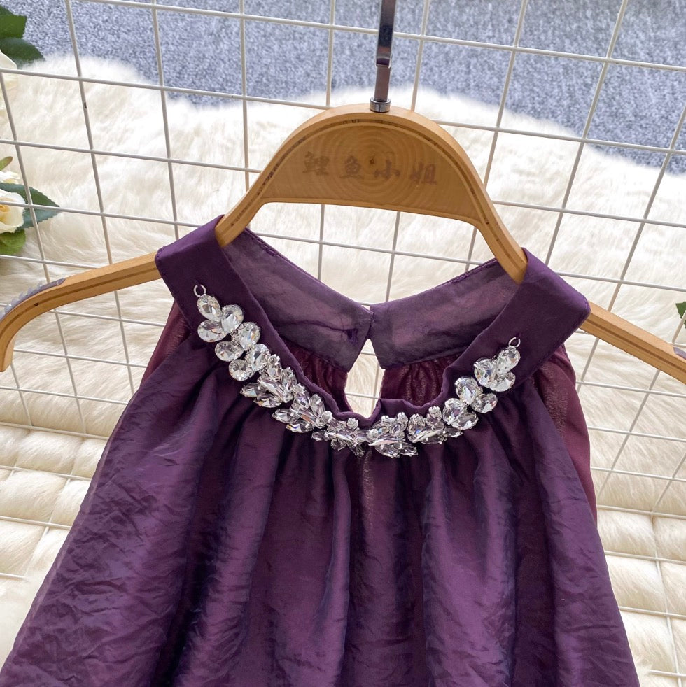 Premium Rhinestone Studded Halter Dress