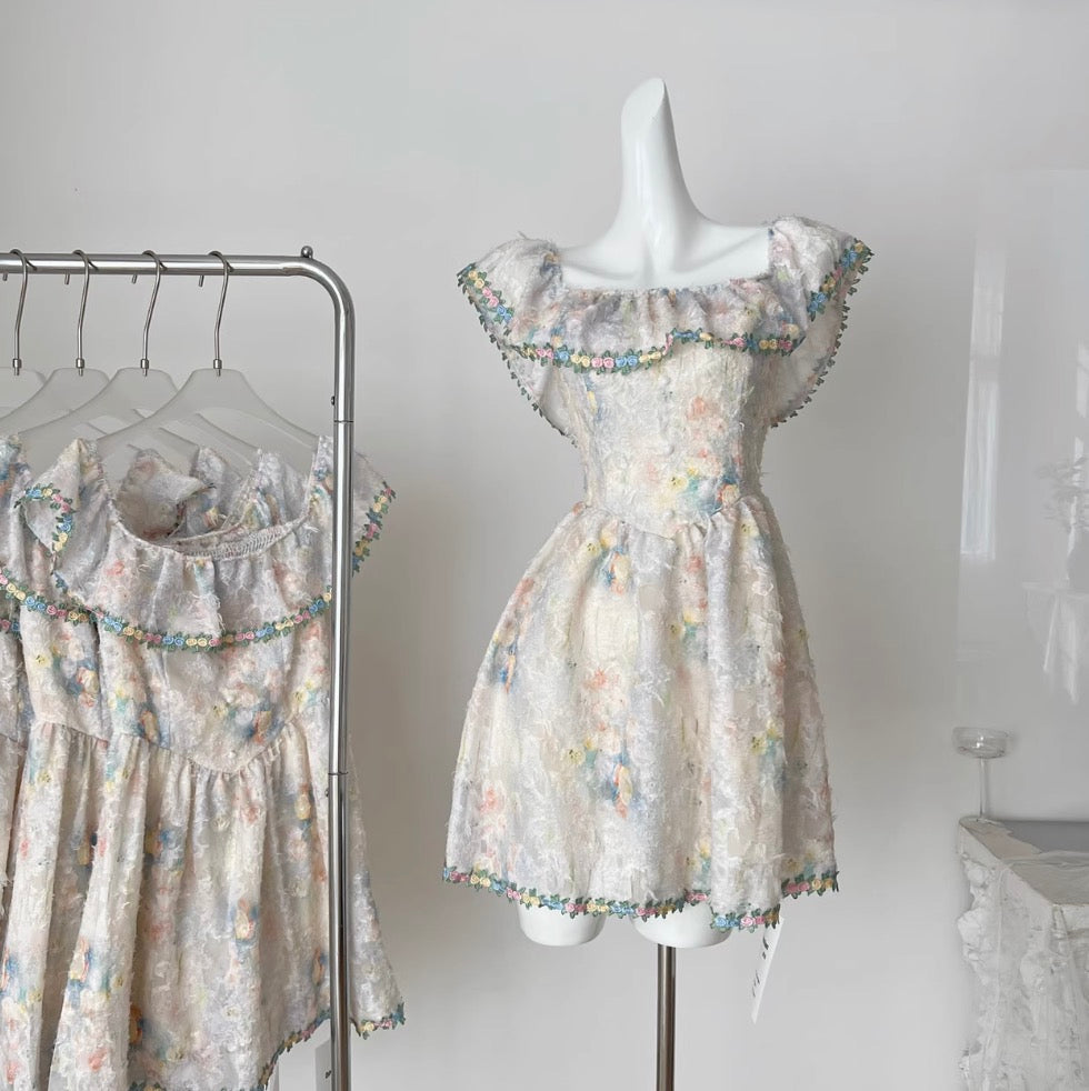 Sweetie Lapeled Embroidered Floral Dress
