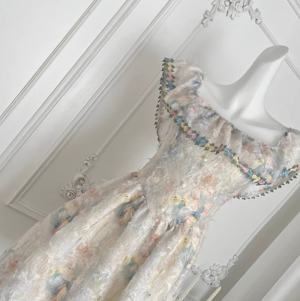 Sweetie Lapeled Embroidered Floral Dress