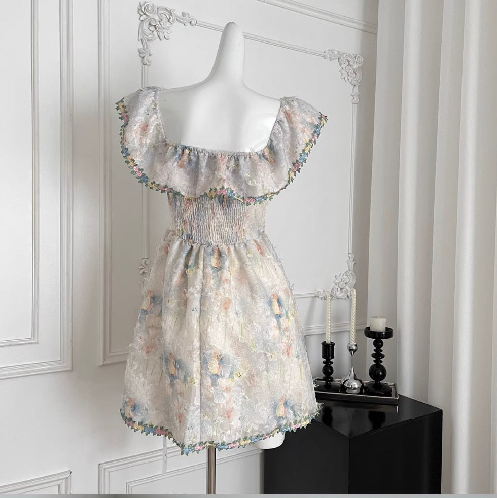 Sweetie Lapeled Embroidered Floral Dress