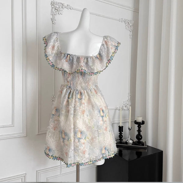 Sweetie Lapeled Embroidered Floral Dress