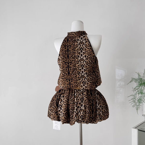 Sexy Leopard Printed Halter Dress