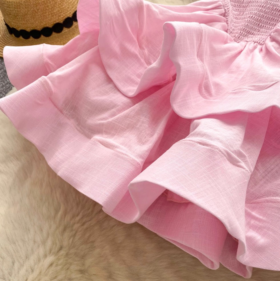 Off-shoulder Solid Color Puffy Dress
