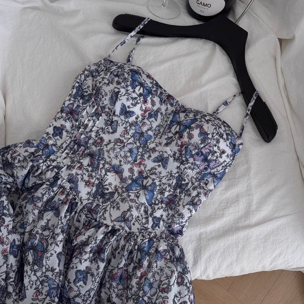Vintage Floral Printed Slip Dress
