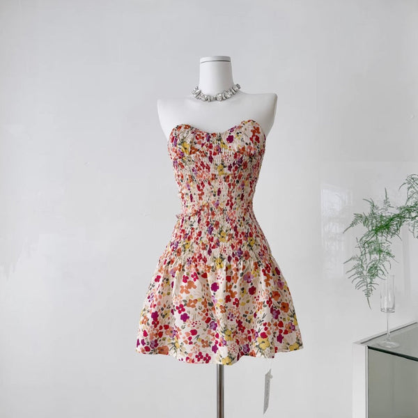 Vintage Stretchy Floral Printed Dress