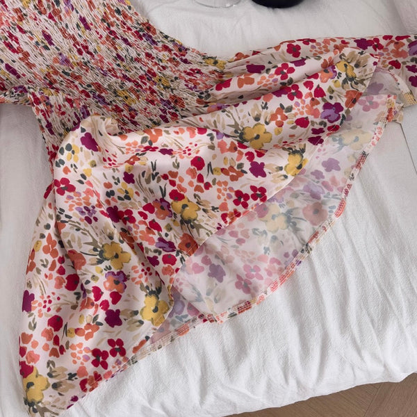 Vintage Stretchy Floral Printed Dress