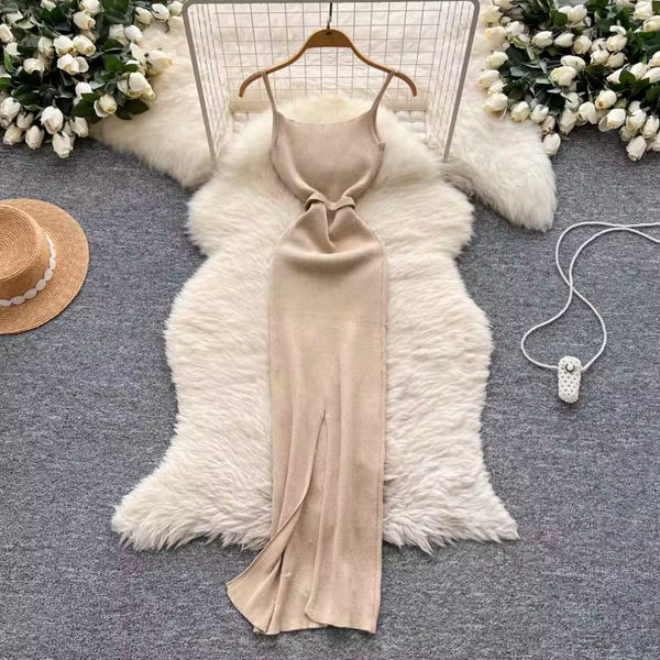 Sequin Beaded Knitted Slip Dress