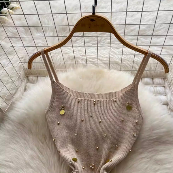 Sequin Beaded Knitted Slip Dress