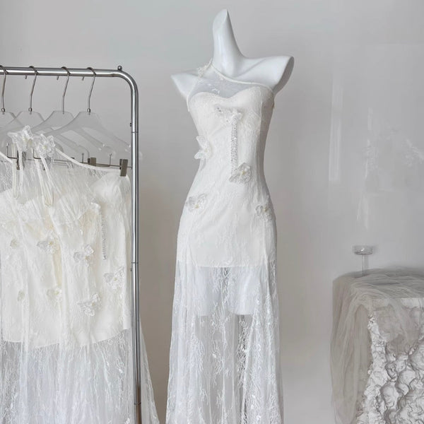 Sexy Embroidered White Lace Dress