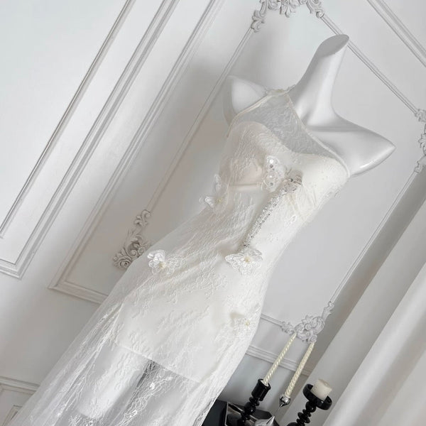 Sexy Embroidered White Lace Dress