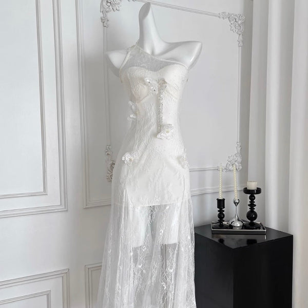 Sexy Embroidered White Lace Dress