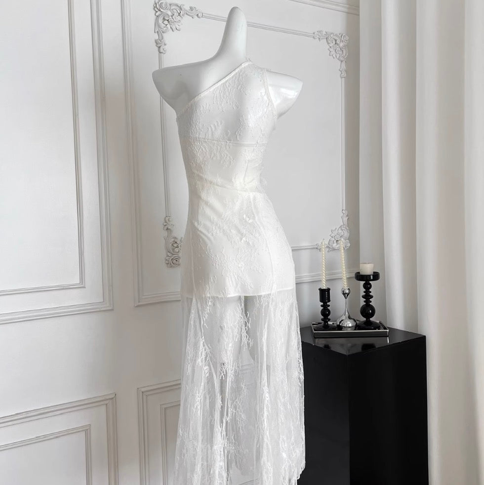 Sexy Embroidered White Lace Dress