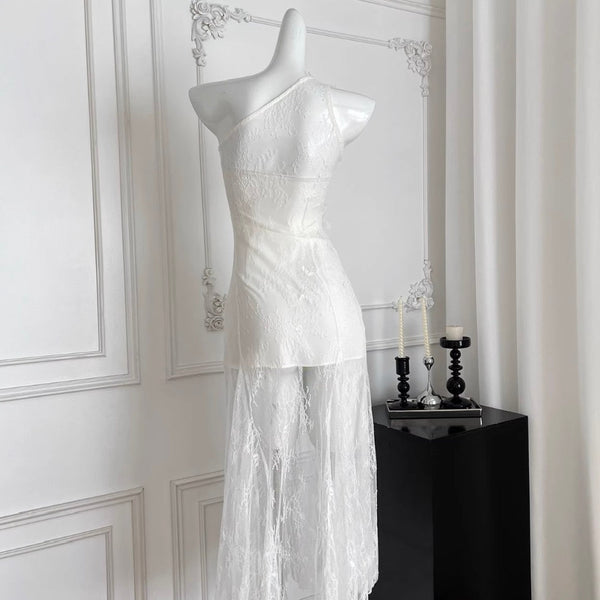 Sexy Embroidered White Lace Dress
