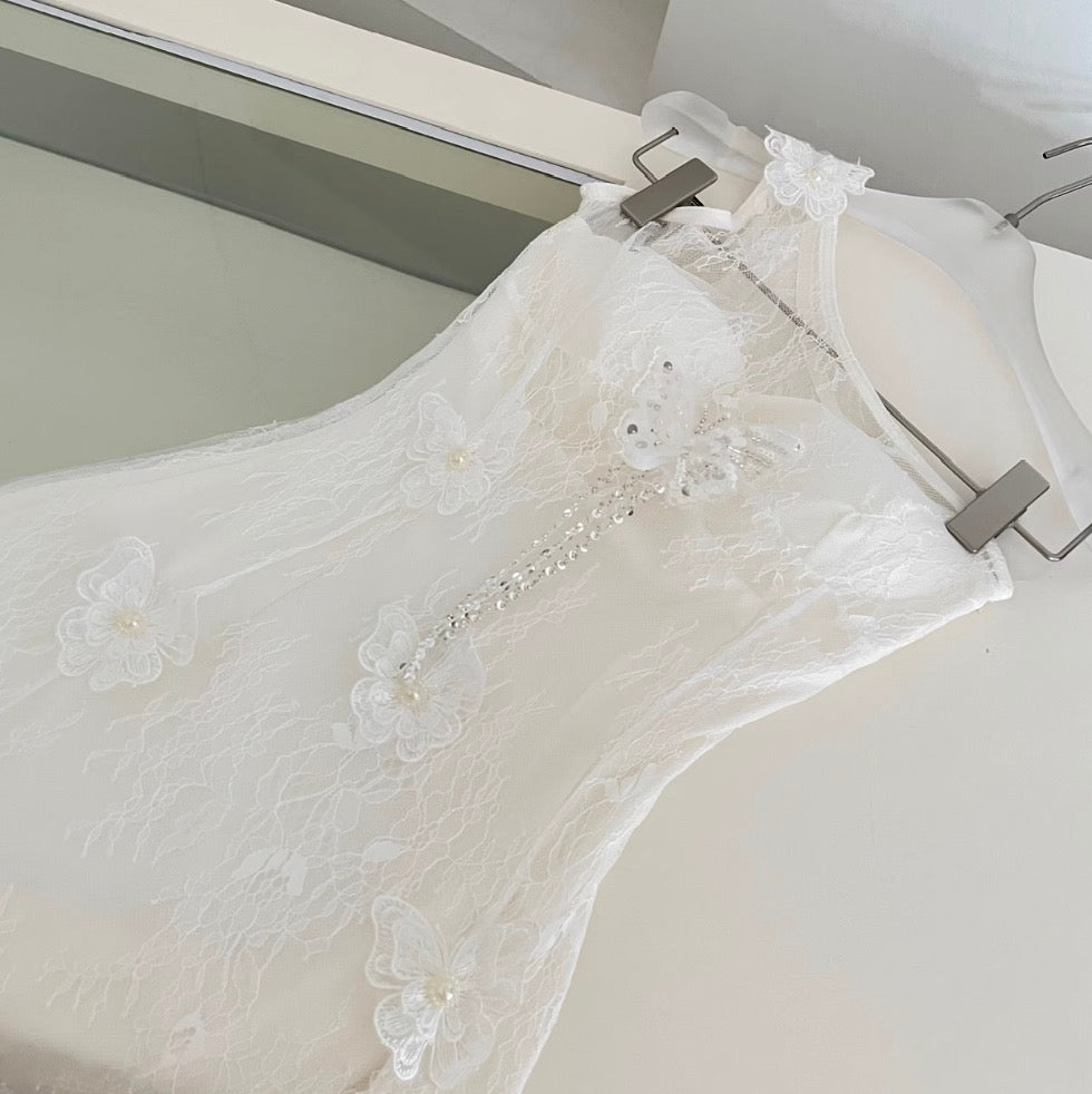 Sexy Embroidered White Lace Dress