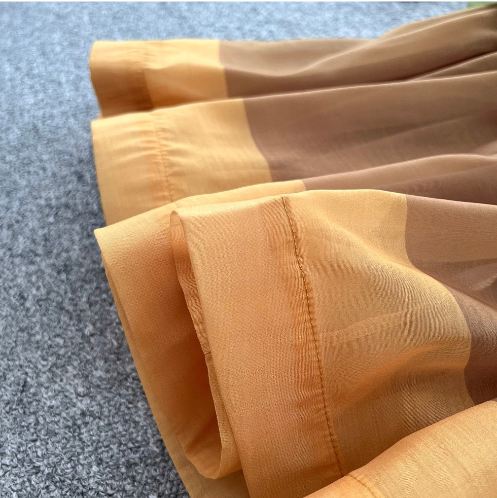 Elegant Color-blocking Ruffled Dress