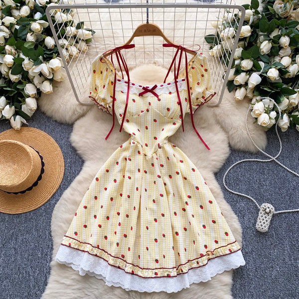 Sweetie Strawberry Printed Lace Dress