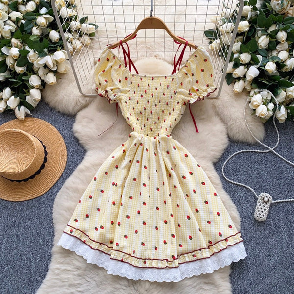 Sweetie Strawberry Printed Lace Dress