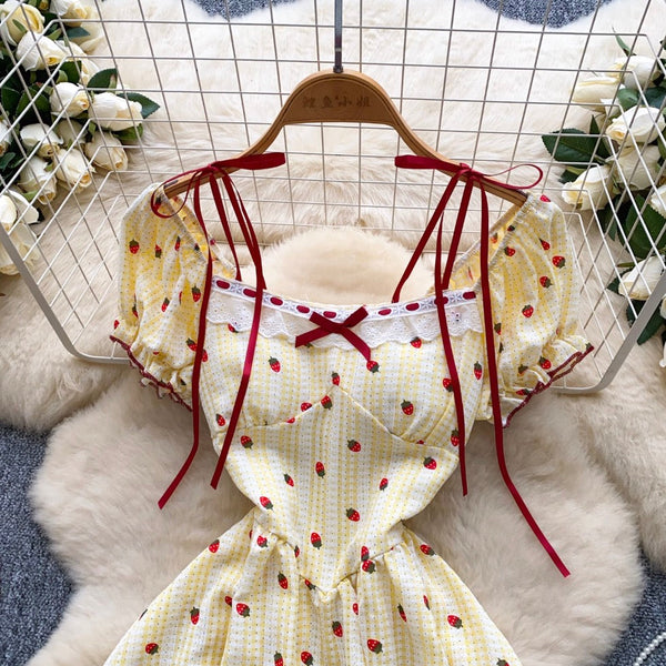 Sweetie Strawberry Printed Lace Dress