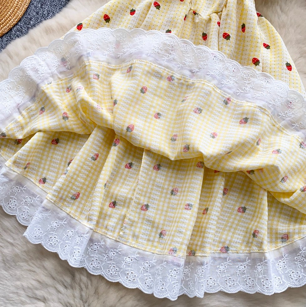 Sweetie Strawberry Printed Lace Dress