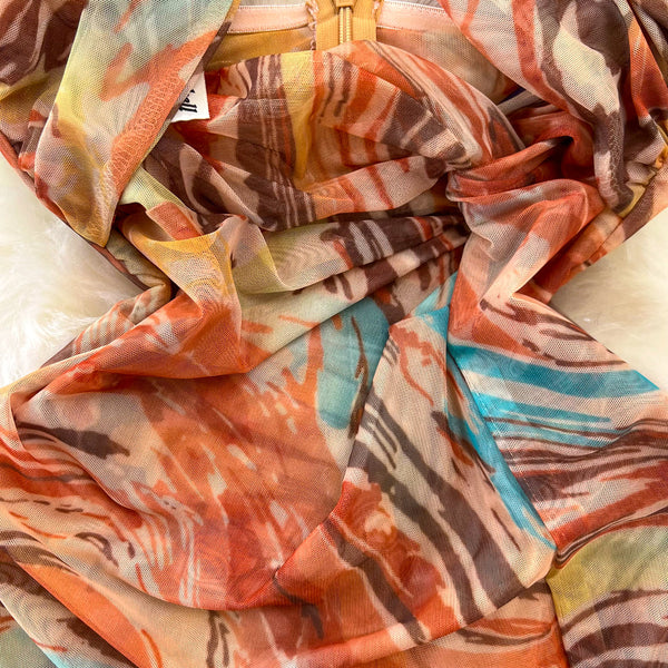Elegant Tie-dye Backless Halter Dress