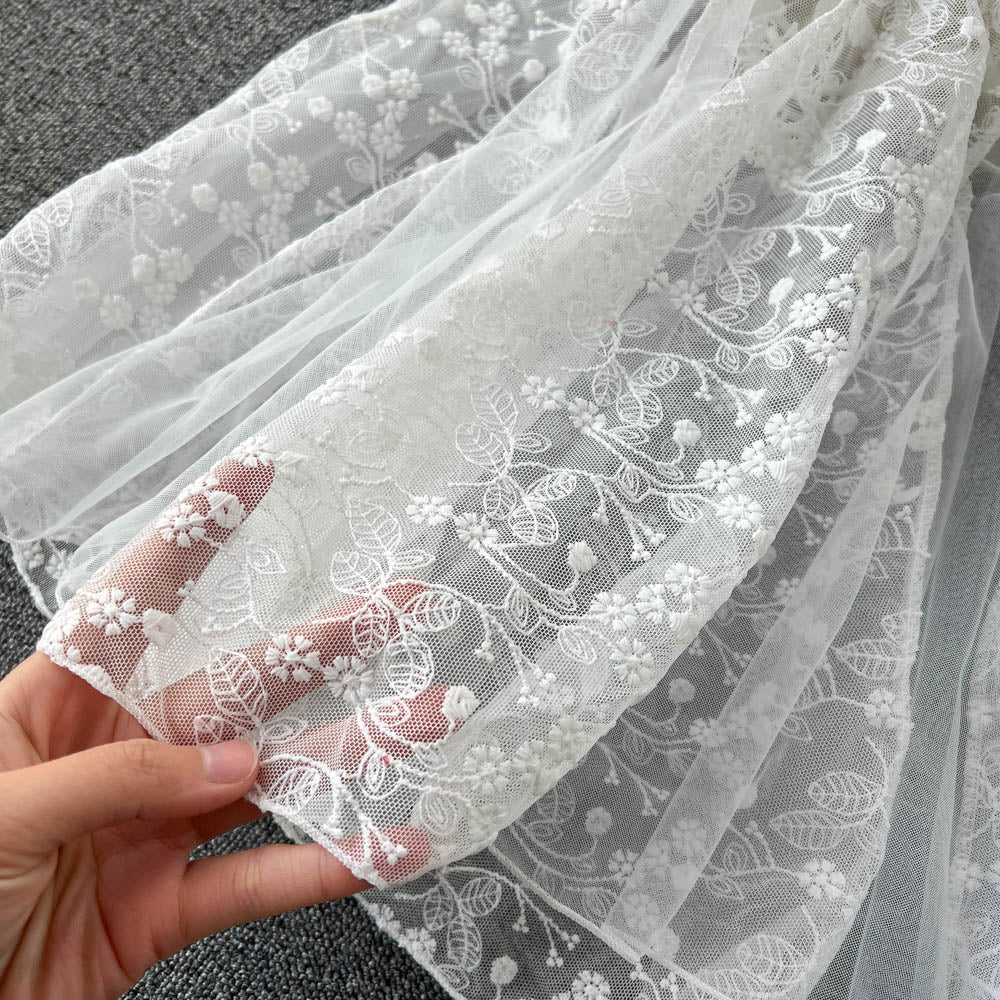 Lace Embroidered See-through Slip Dress
