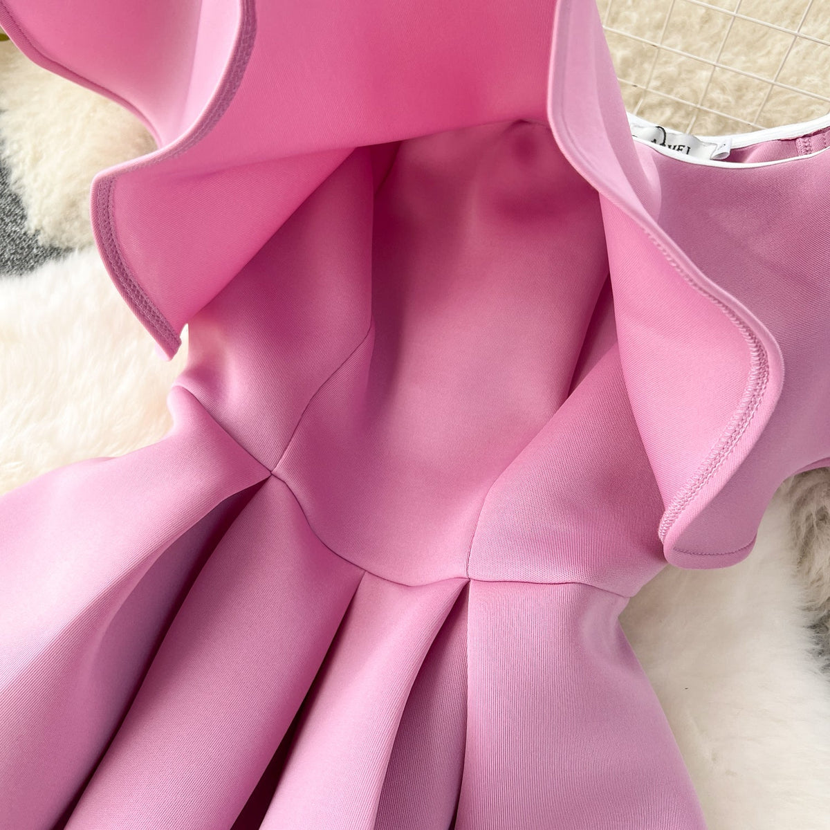Delicate Ruffled Short Pink Dress