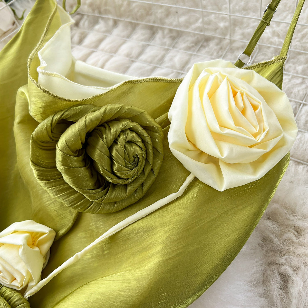 High-end 3d Floral Split Slip Dress