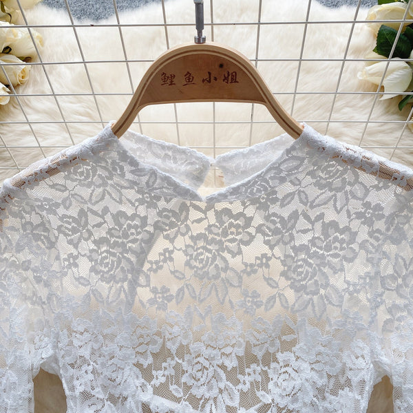 Fairy Hollowed Lace Flared Sleeve Dress