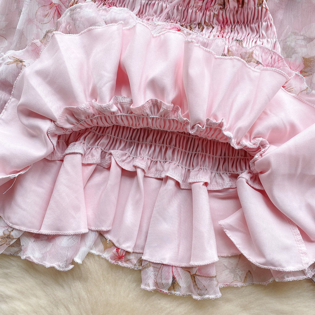 Fairy Pink Floral Pleated Dress