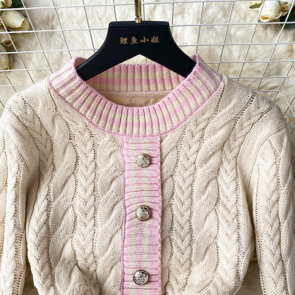Vintage Color Blocking Striped Knitted Dress