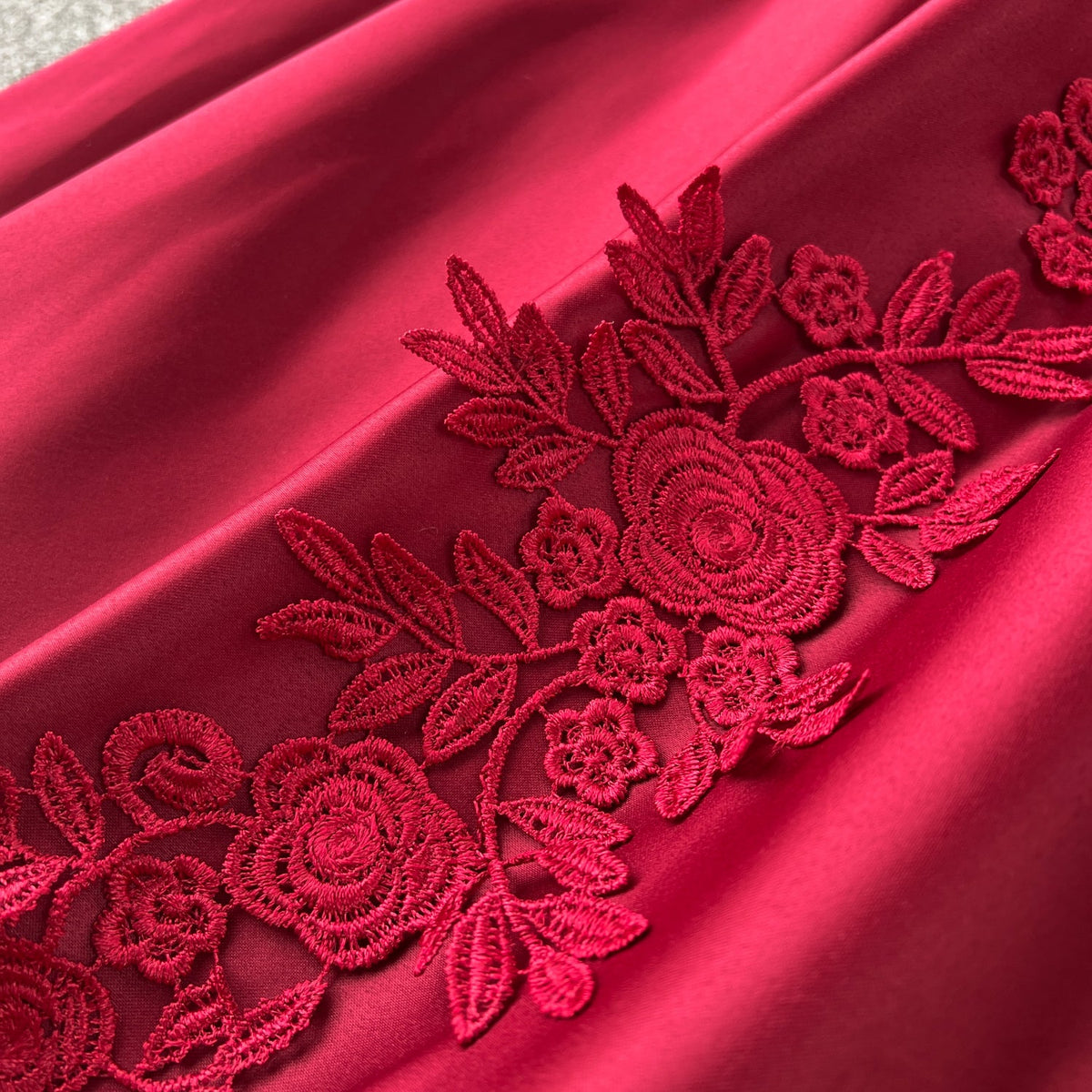 Wine Red Delicate Embroidered Dress