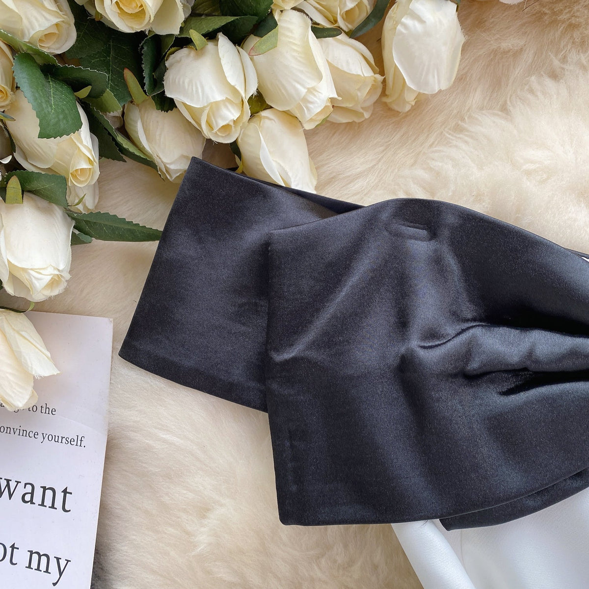 Off-shoulder Black Bow White Dress