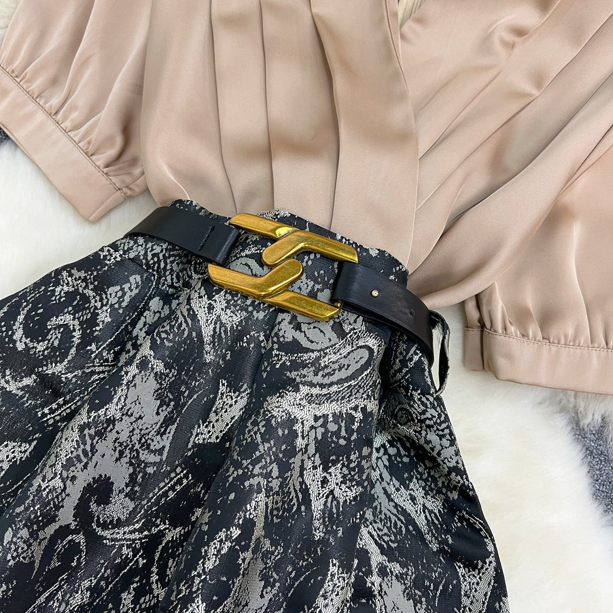French Style Jacquard Patchwork Dress