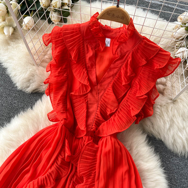 Ruffle Sleeveless A-line Dress