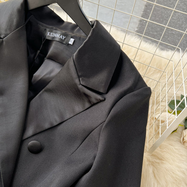 Double-breasted Black Coat Dress