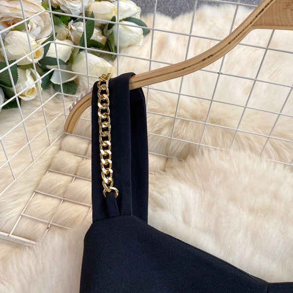 Delicate Slim-fit Black Slip Dress